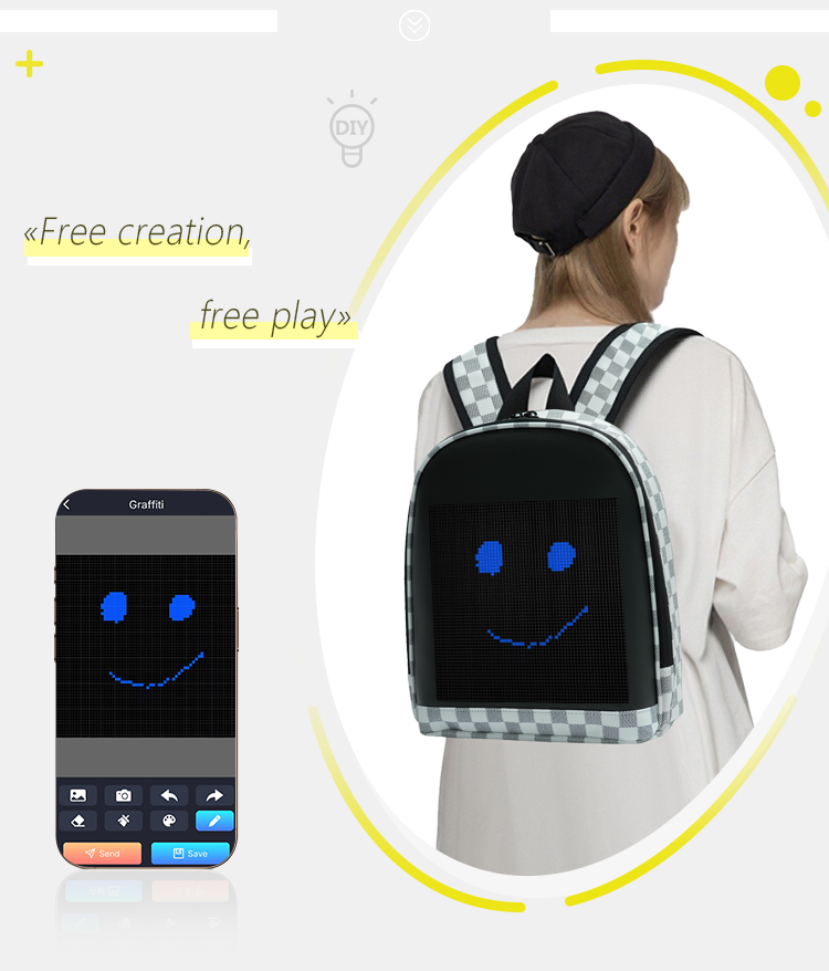 Programmable Luminous Backpack Smart LED Display Backpack Led Digital ...