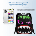 Cute Programmable Animated LED Eyes School Backpack Fashion Style Smart APP Winking Waterproof Cotton Zipper Anti-Theft for Kids