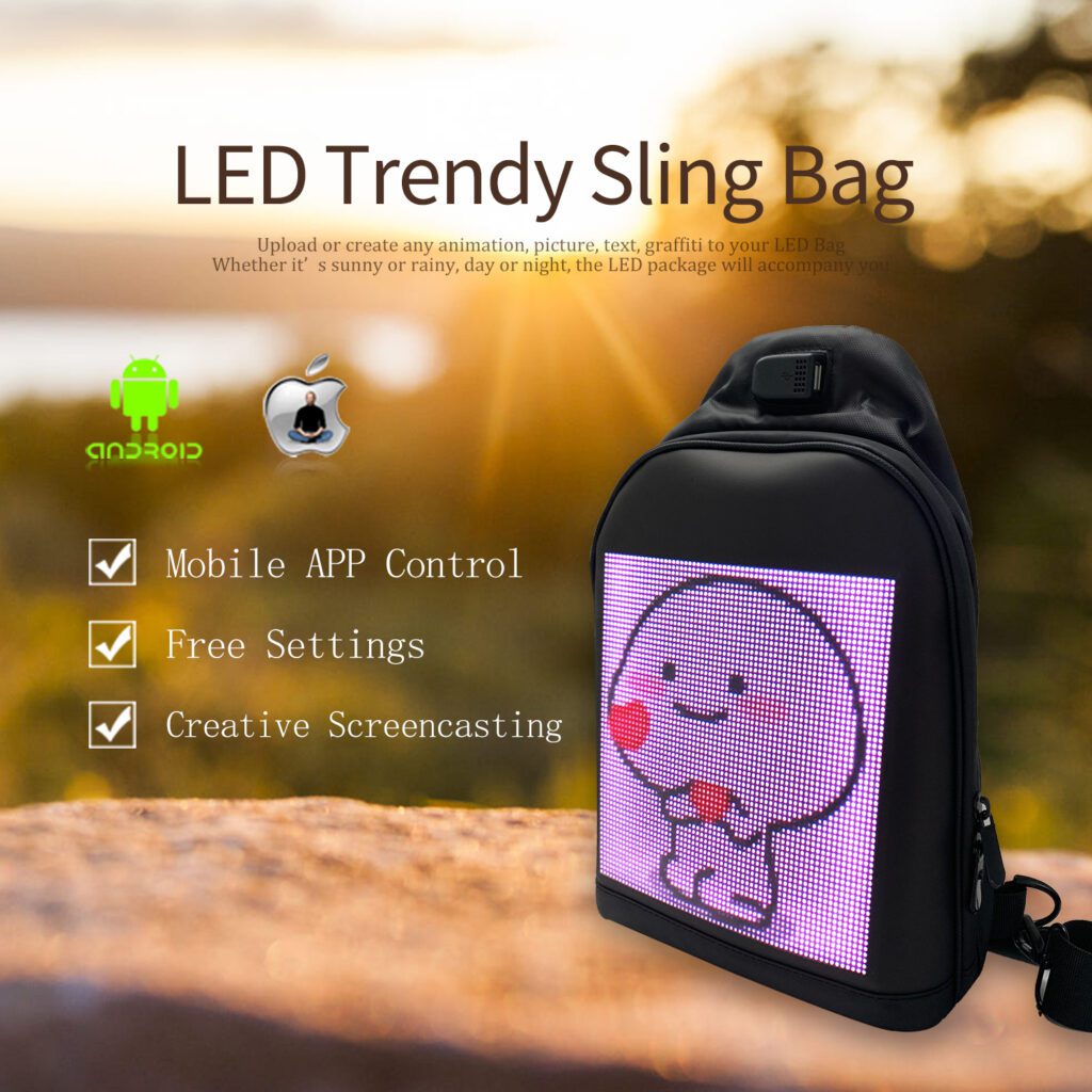 LED Crossbody Bag Full Color Screen And Program...