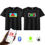 LED T Shirt Display Screen Smart APP Programmable Scrolling Message Led t Shirts and Light up Clothing Mini Flexible Panel