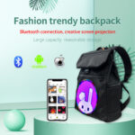 Özel Mesajları Gösteren Yuvarlak Ekranlı Yanıp Sönen Erkekler Kadınlar için LED Sırt Çantası Siyah Spor Çantası Dijital Ekran Sırt Çantası