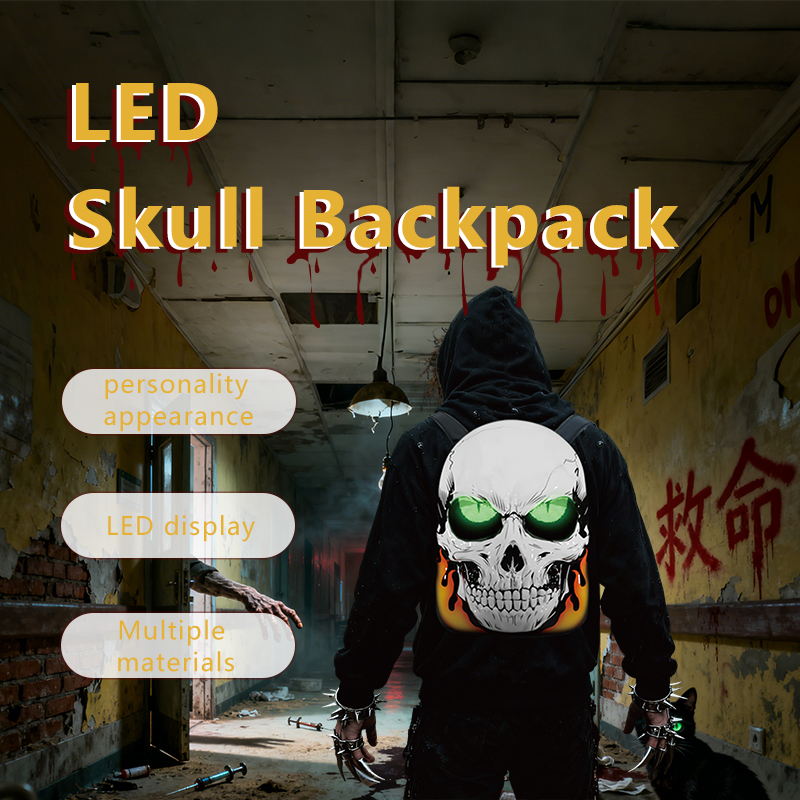 New Funny Devil Ghost Led Backpack Programmable Skull Gothic Back Pack ...