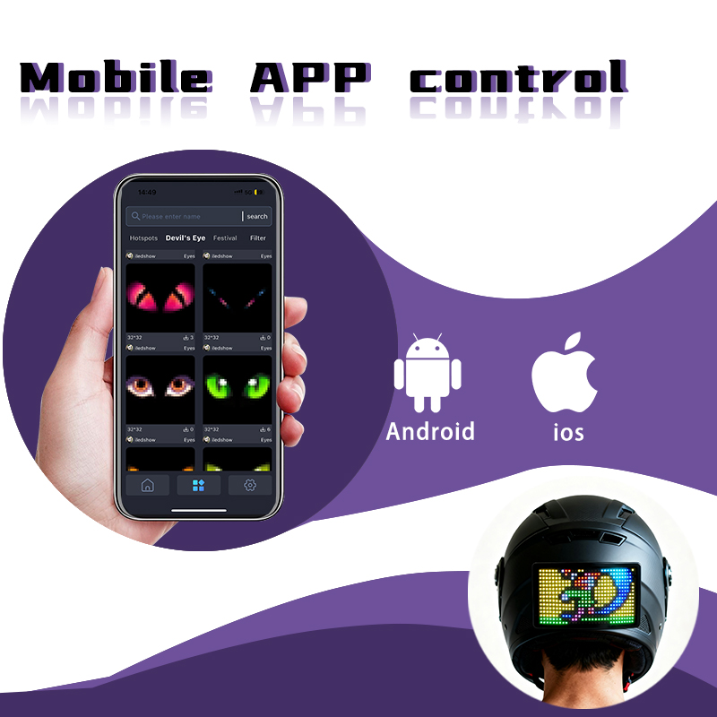 Cool Light for Motorcycle Helmet LED Warning APP Control Bike Helmet Color Light and DIY Motorcycle Helmet Light