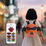 App-Controlled Compact Cartoon-Style USB with Luminous Eyes Programmable Devil Horns and Wings LED Backpack for Children